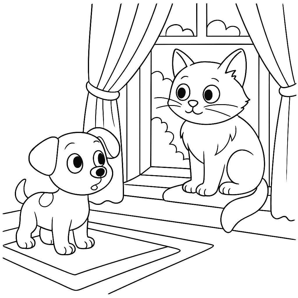 Раскраска по сказке "Кто сказал «мяу»?"