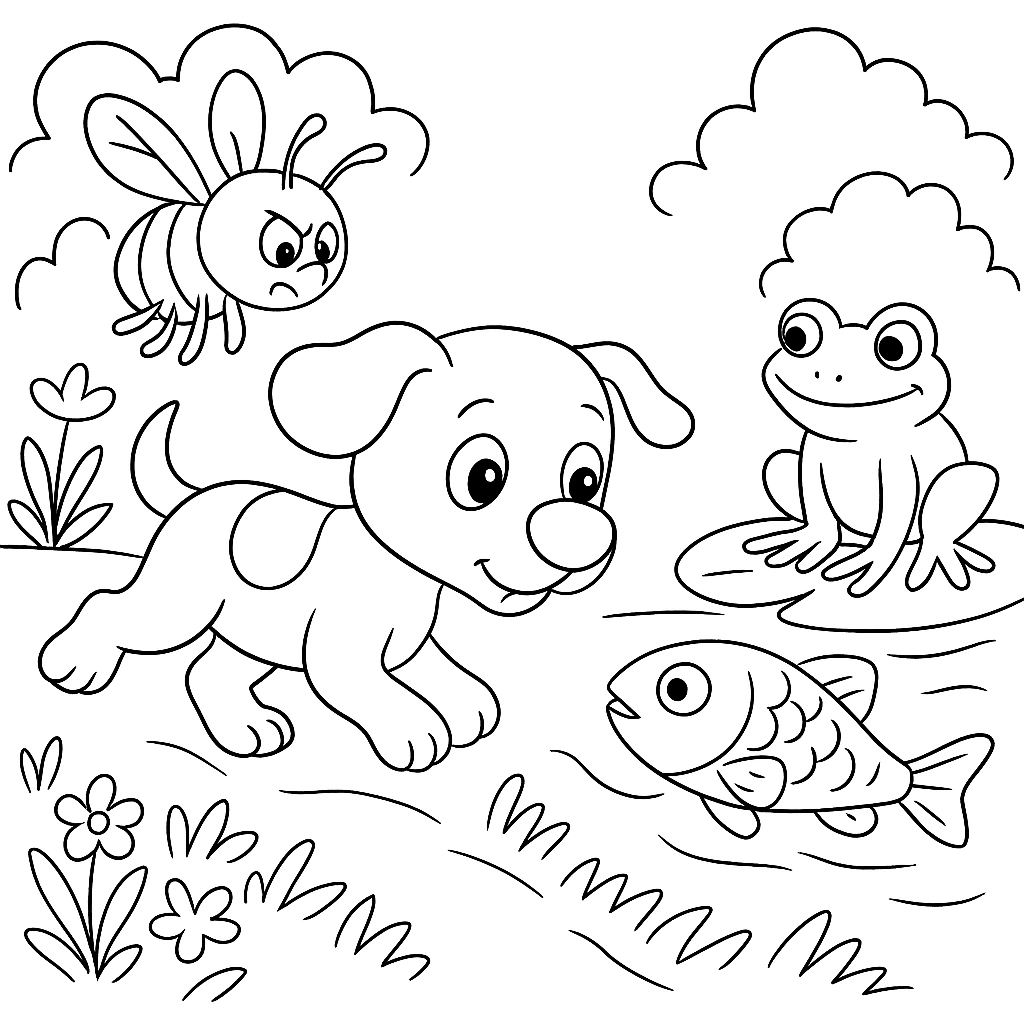 Раскраска по сказке "Кто сказал «мяу»?"