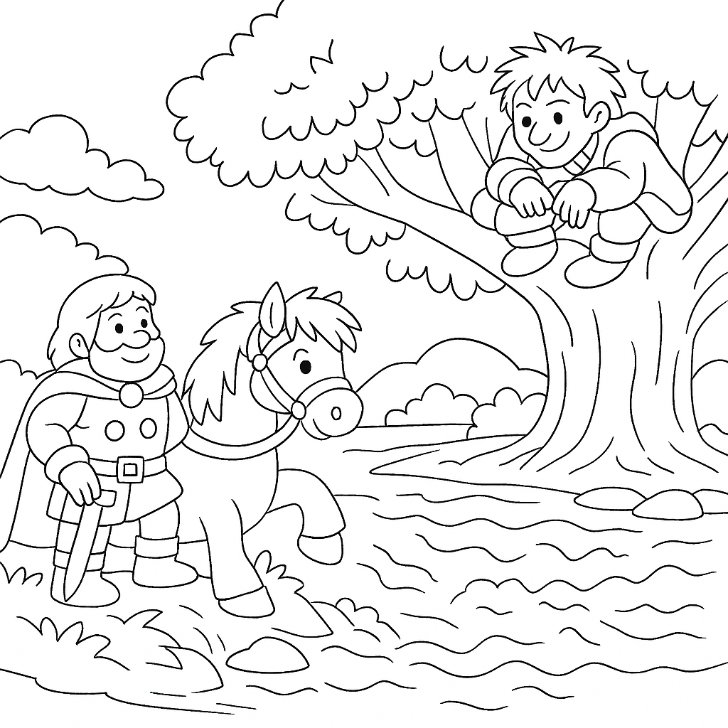 Раскраска по сказке "Илья-муромец и соловей-разбойник"