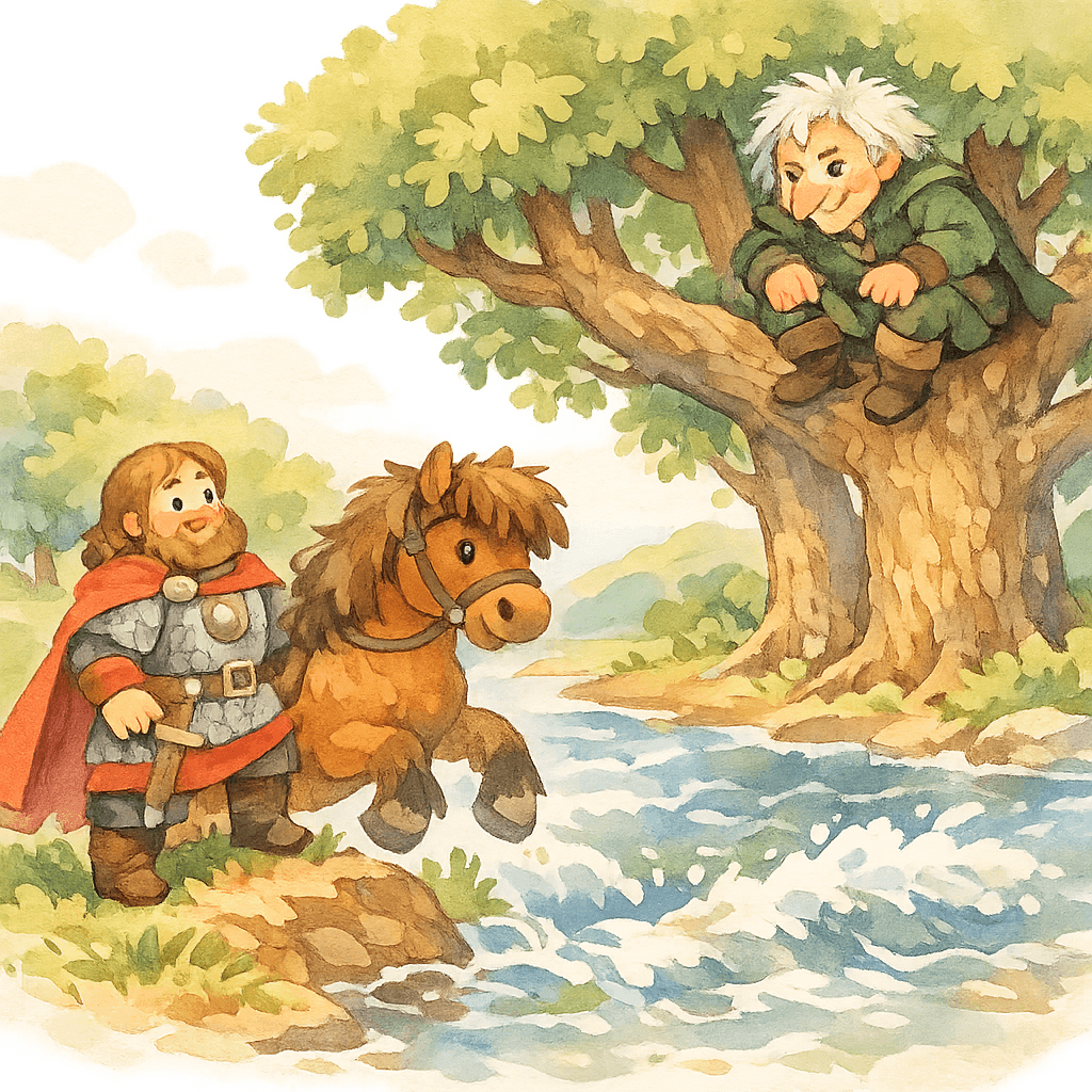 Соловей-разбойник сидит на трёх дубах, Илья и конь у реки