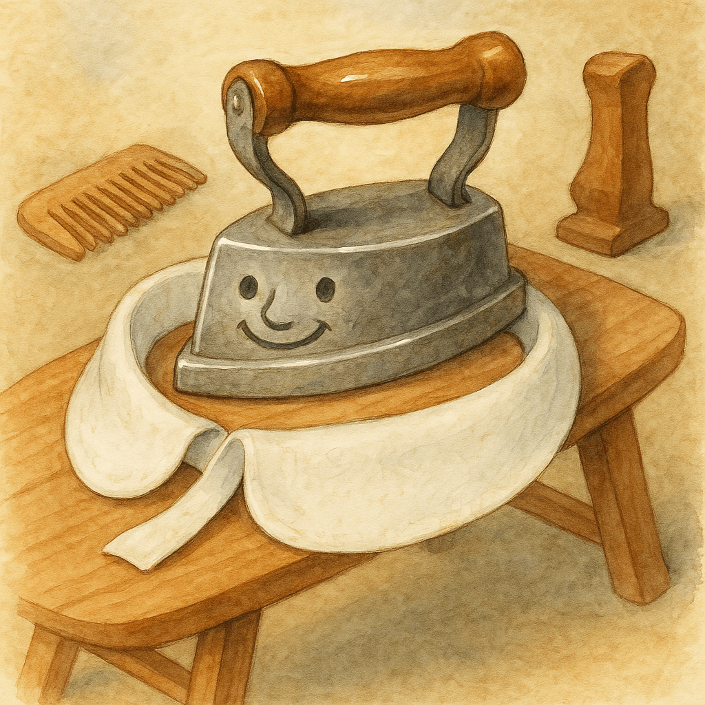 Воротничок и утюг на гладильной доске