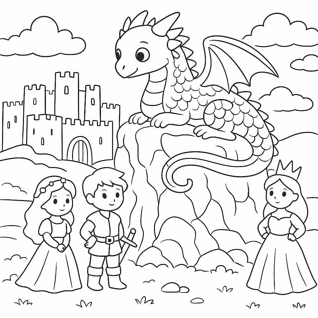 Раскраска по сказке "Страшный дракон скалы спиндлстон"