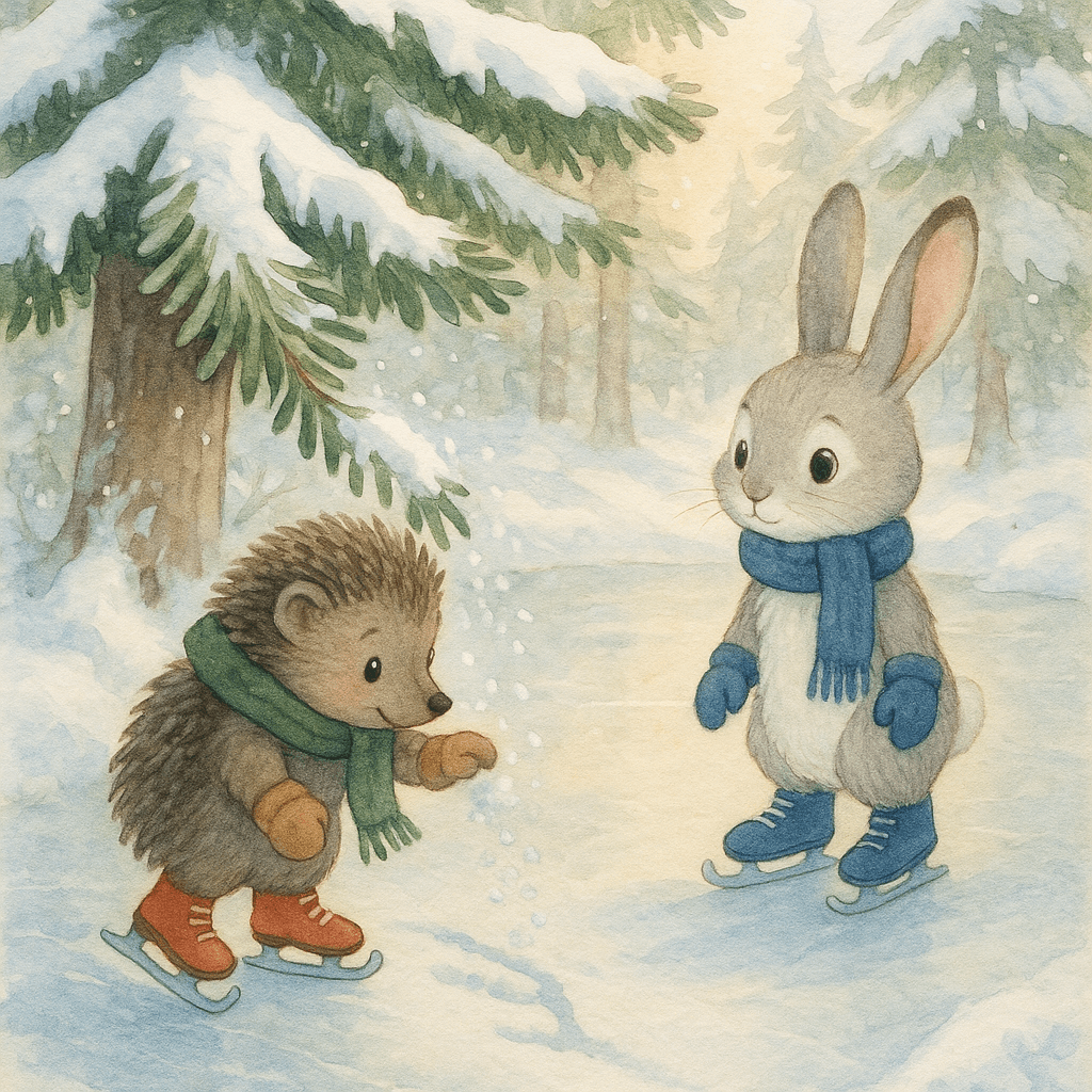 Ёжик проверяет след со снегом в тени