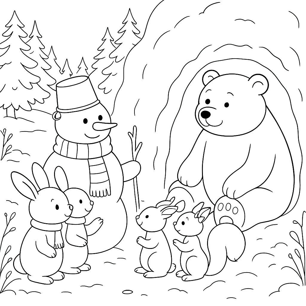 Раскраска по сказке "Ёлка - сказка сутеева"