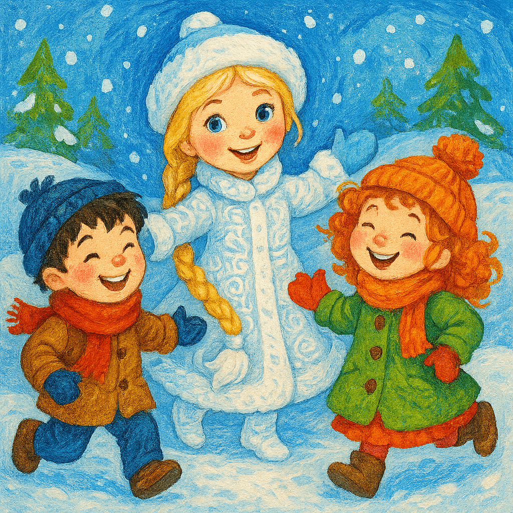 Снегурочка и дети радуются.