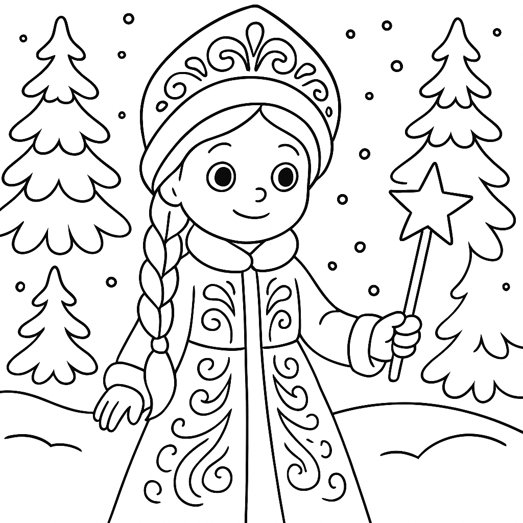 Раскраска по сказке "Новогодний подарок снегурочки"