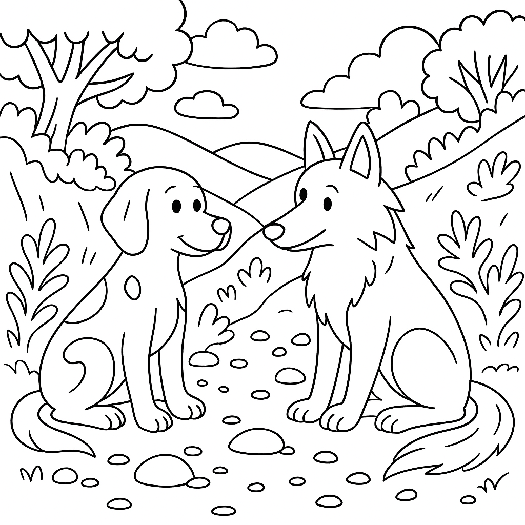 Раскраска по сказке "Как собака друга искала"