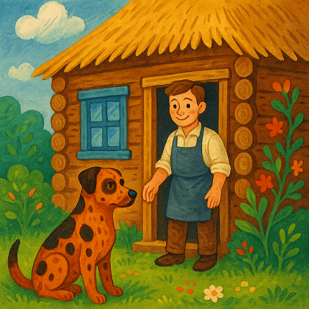 Собака охраняет дом человека