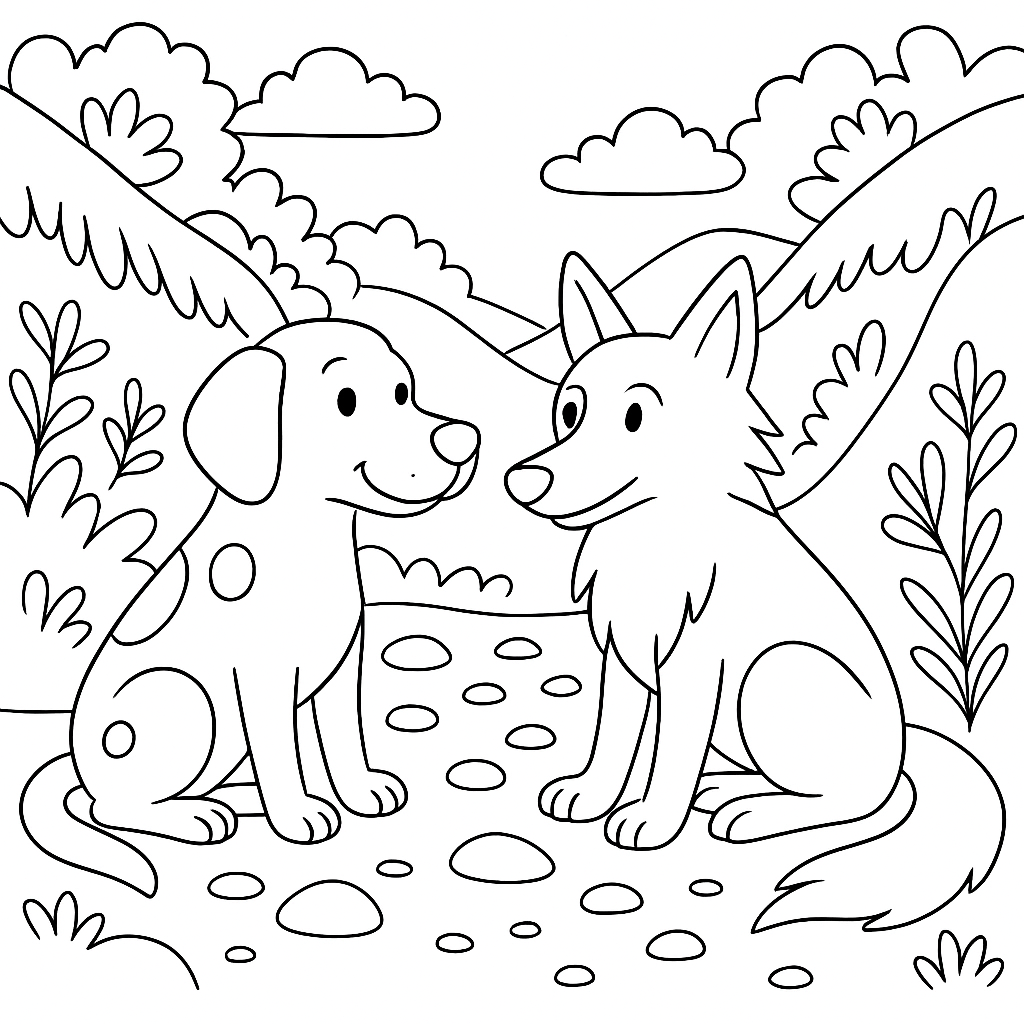 Раскраска по сказке "Как собака друга искала"