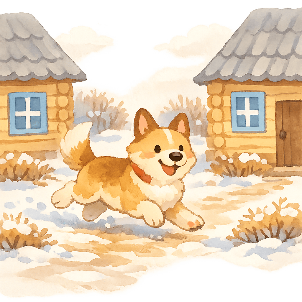 Собака Чарка бежит охранять два дома на хуторе