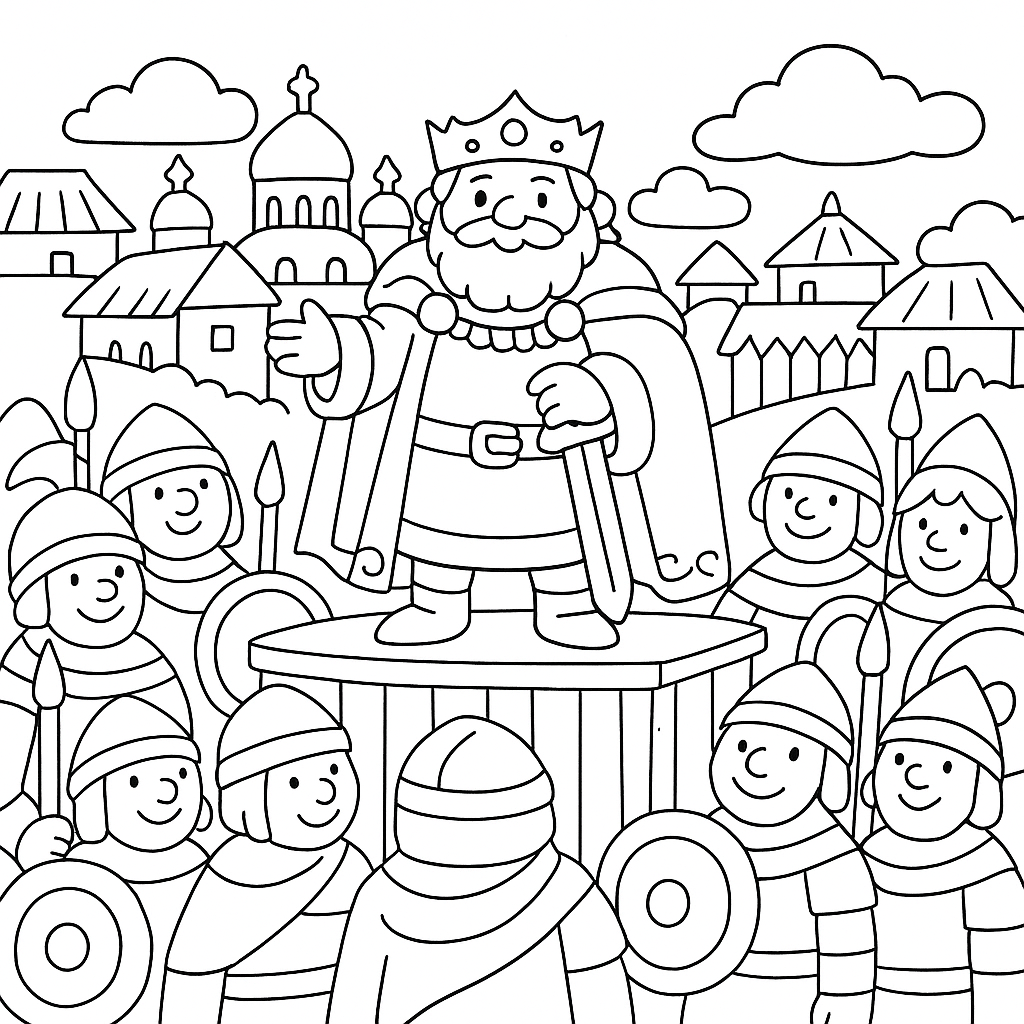 Раскраска по сказке "Добрыня и змей"