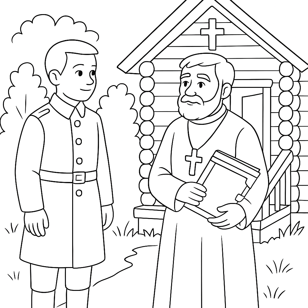 Раскраска по сказке "Берёза и три сокола"