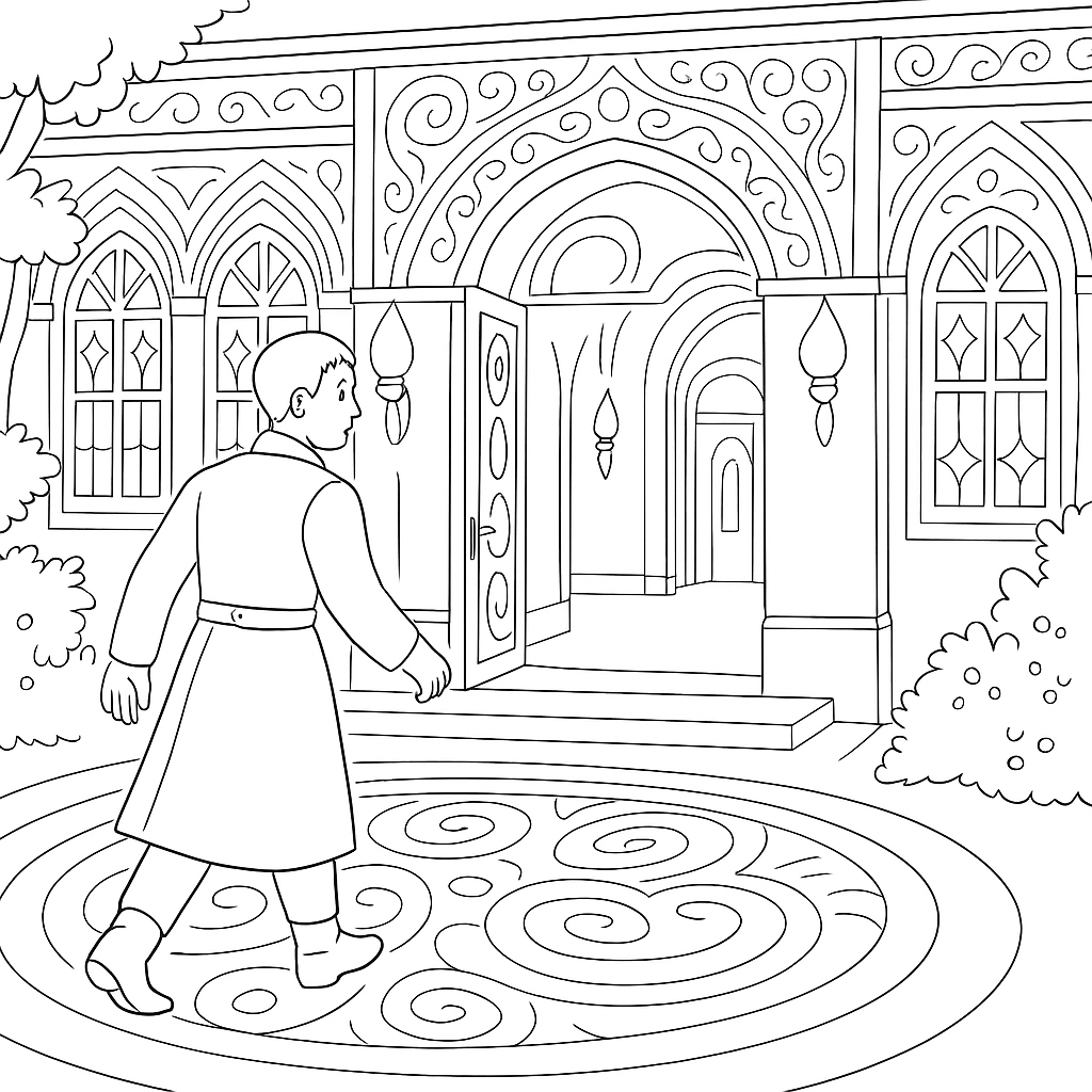 Раскраска по сказке "Берёза и три сокола"