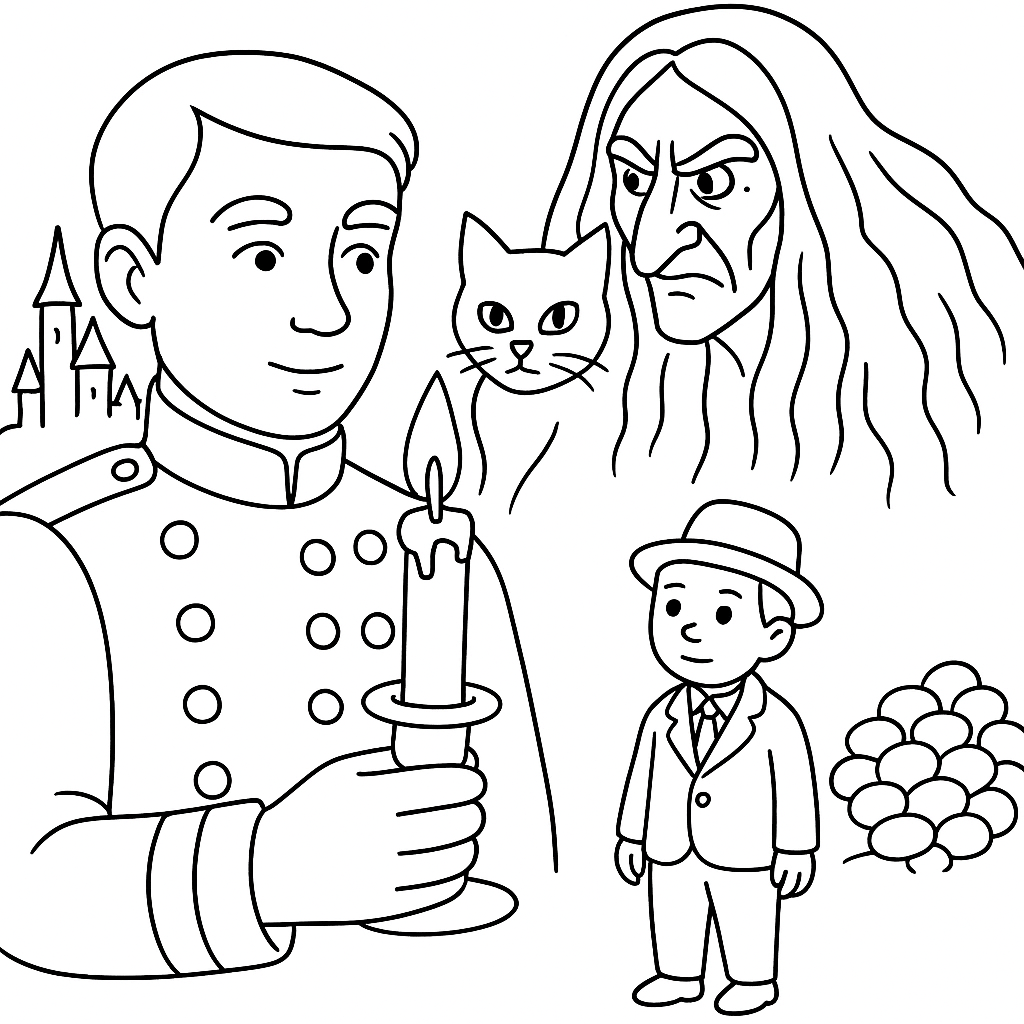 Раскраска по сказке "Синяя свечка"