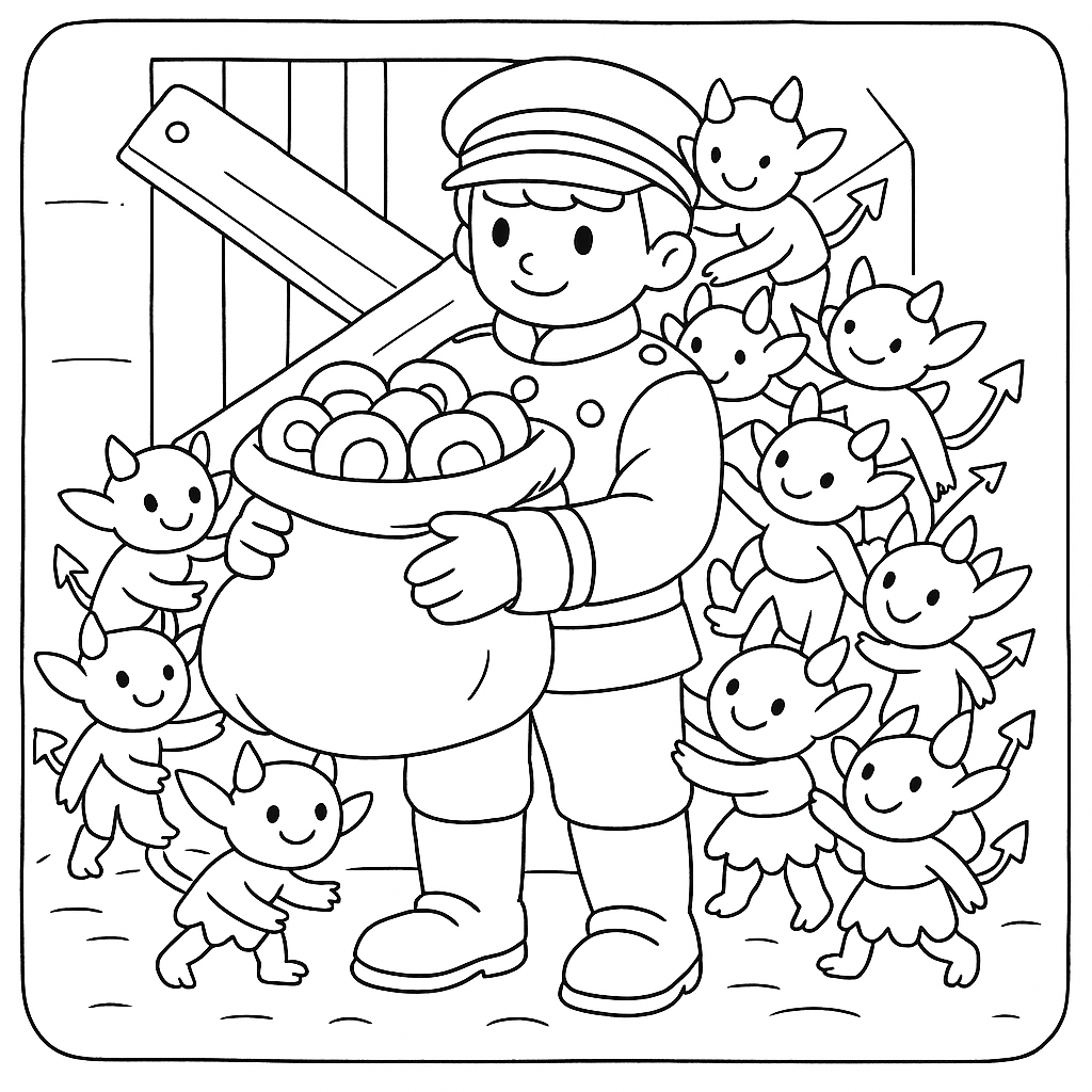 Раскраска по сказке "Солдат и смерть"