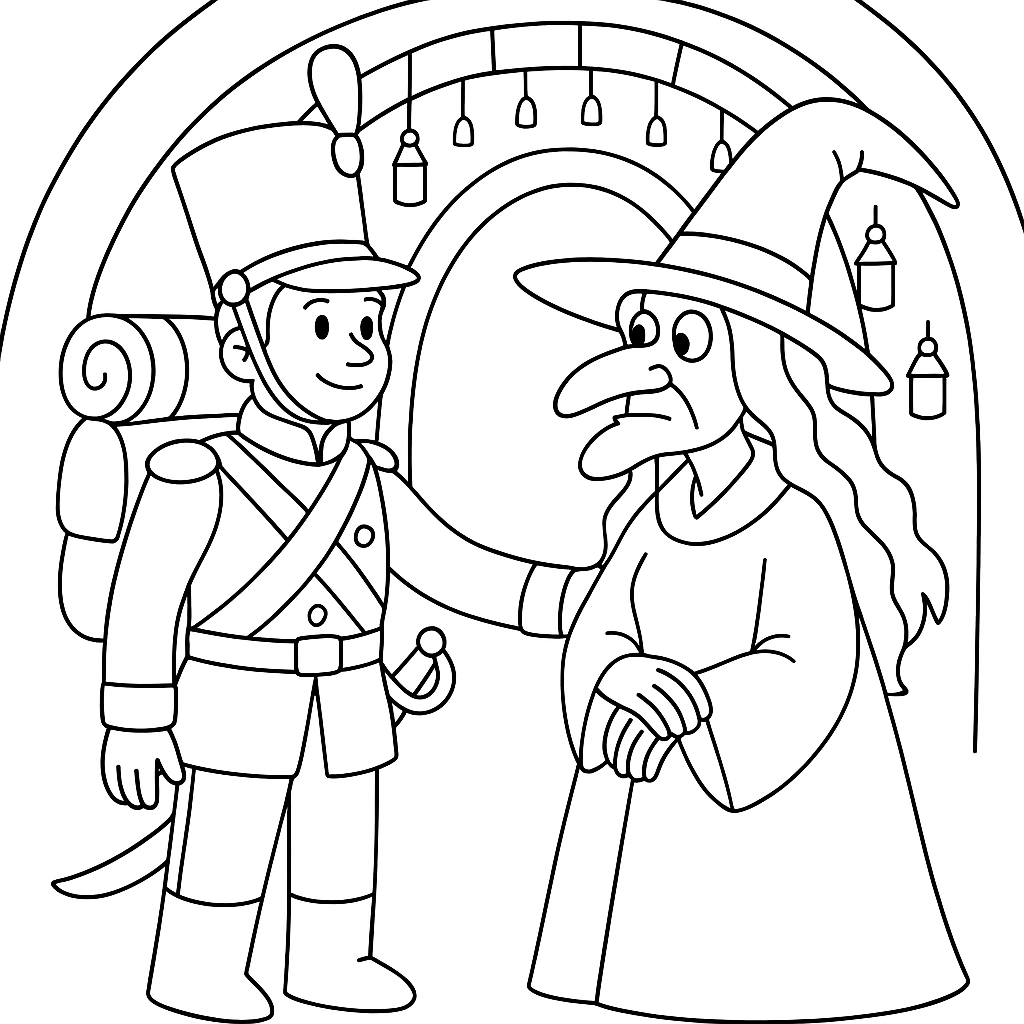 Раскраска по сказке "Огниво"