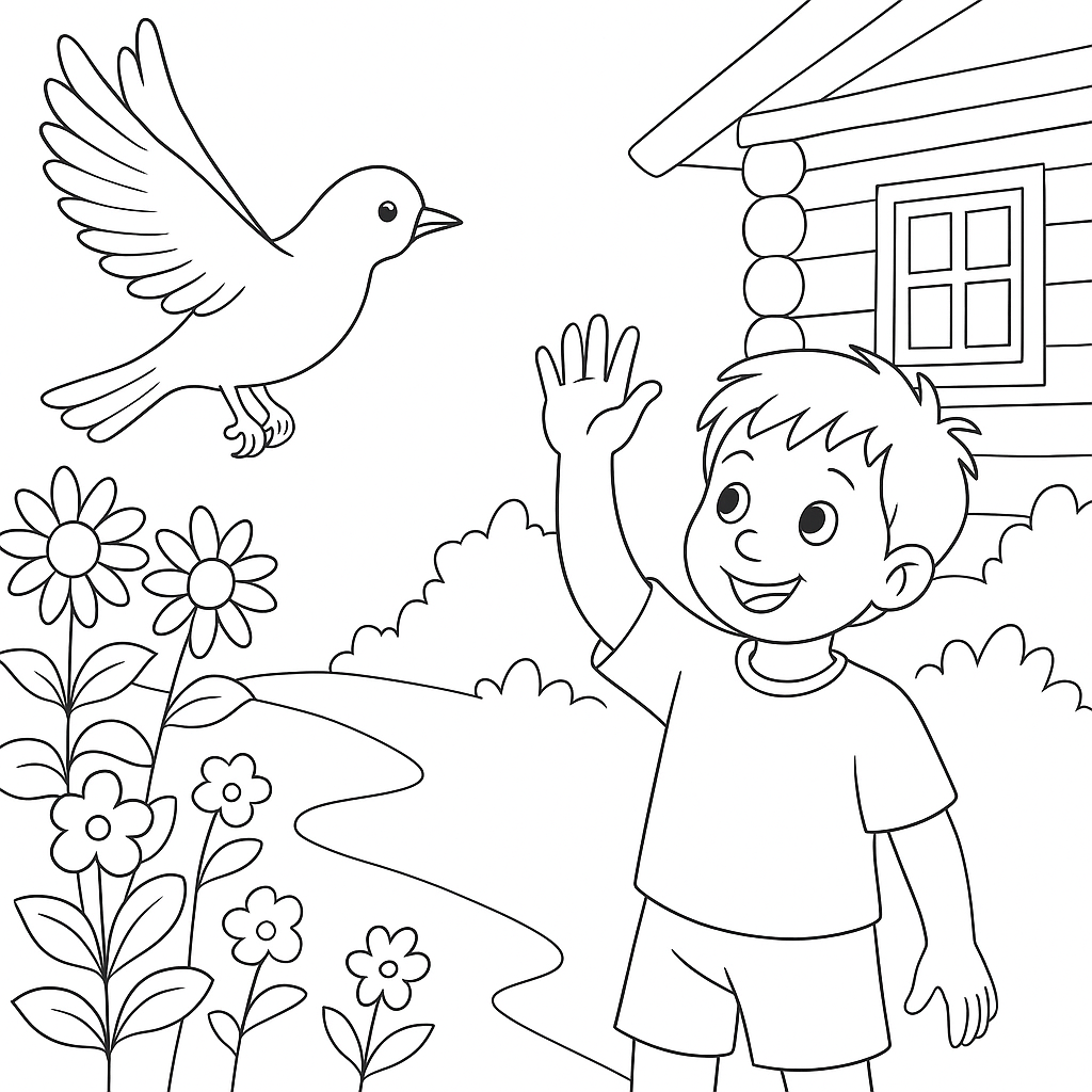 Раскраска по сказке "Воробей"