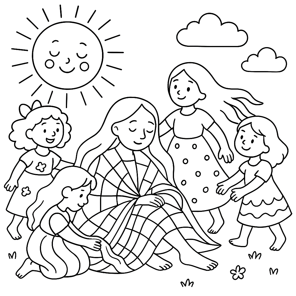 Раскраска по сказке "Большая девочка"