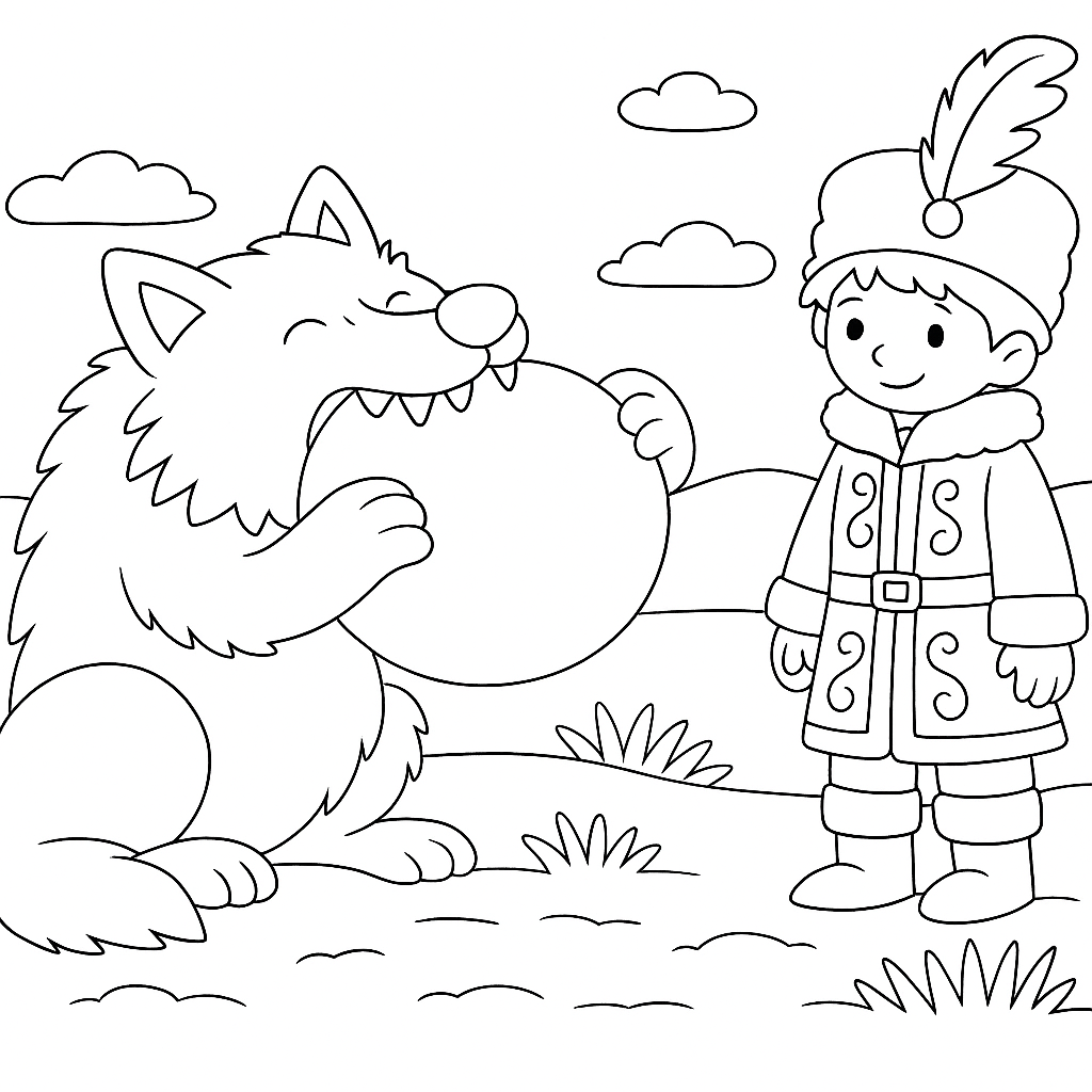 Раскраска по сказке "Соломенный жених"