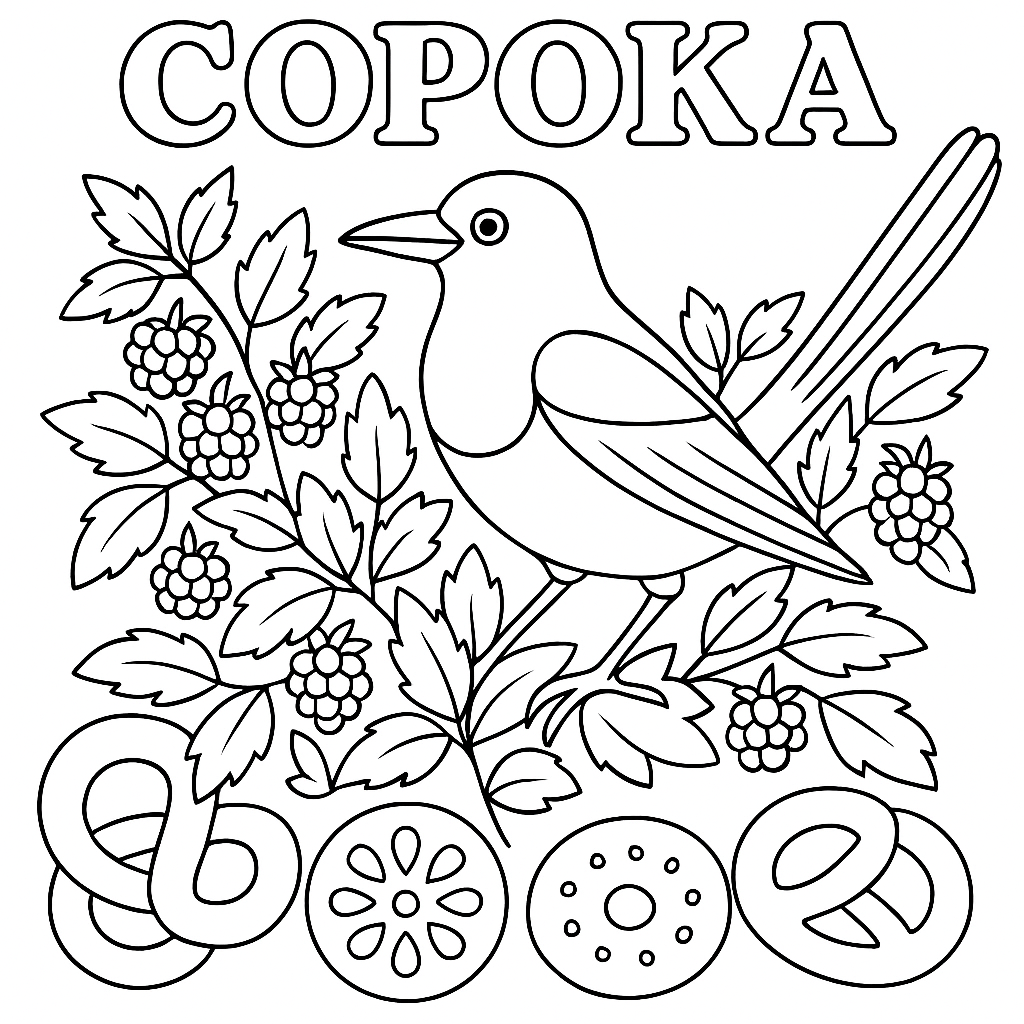 Раскраска по сказке "Сорока"