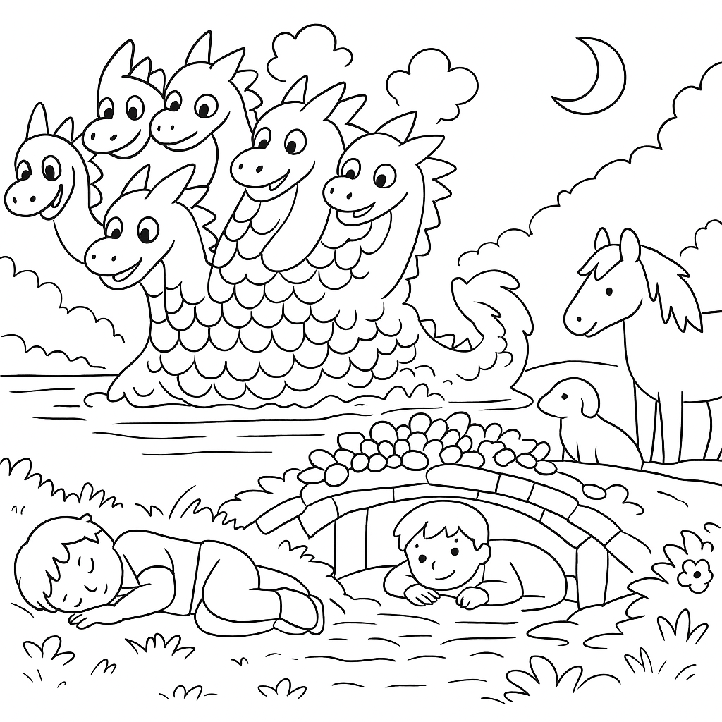 Раскраска по сказке "Иван - крестьянский сын и чудо-юдо"