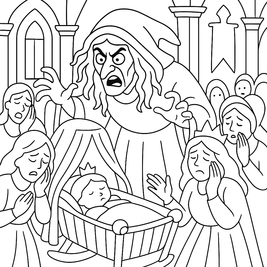 Раскраска по сказке "Спящая красавица"