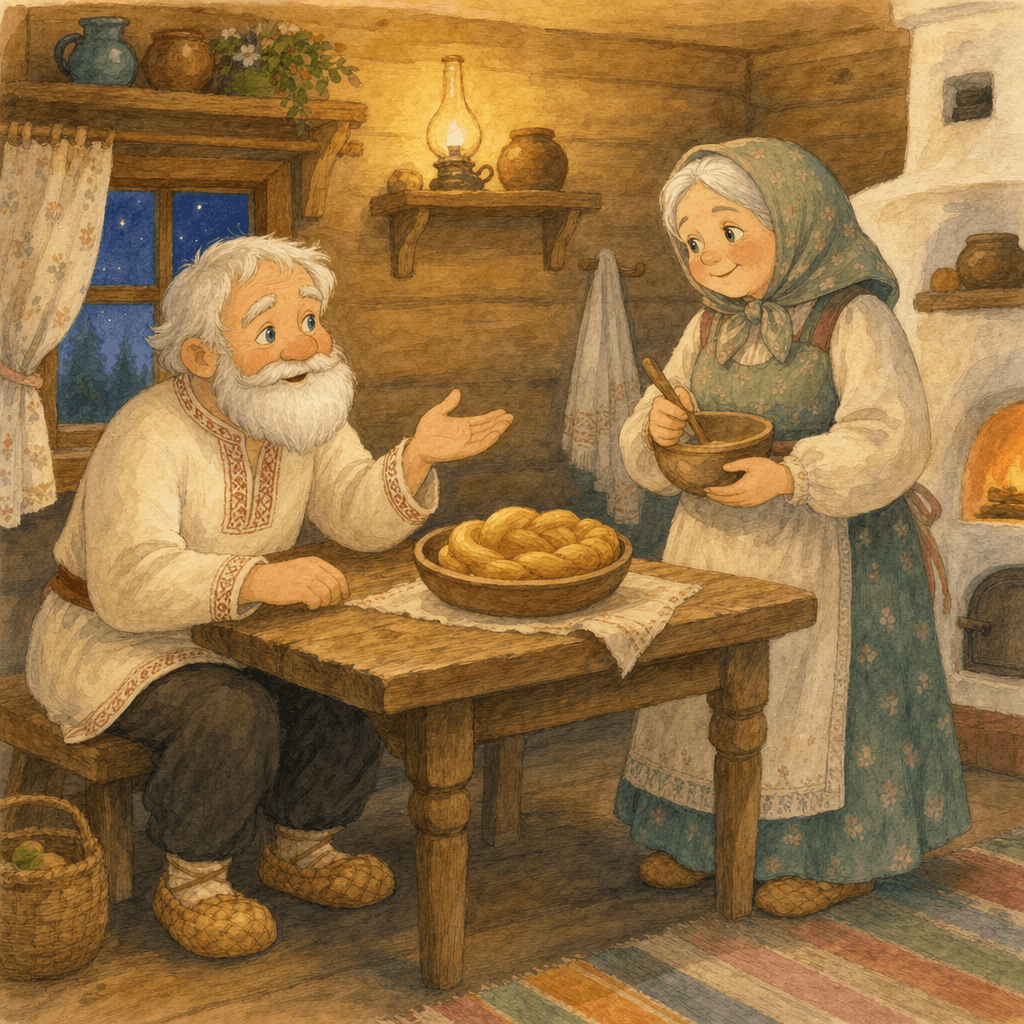 Старик просит старуху испечь пирог верёвочкой