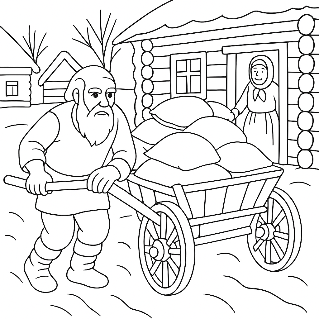 Раскраска по сказке "Бедняк и судья"