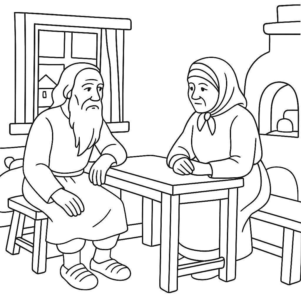 Раскраска по сказке "Бедняк и судья"