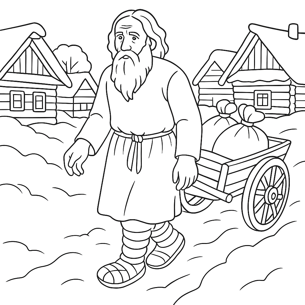 Раскраска по сказке "Бедняк и судья"