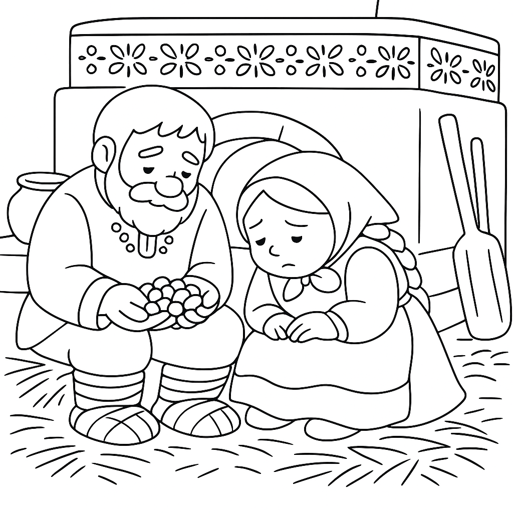 Раскраска по сказке "Соломенная масленица"