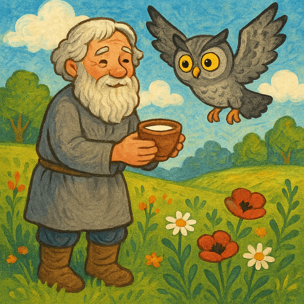 Старик кланяется Сове