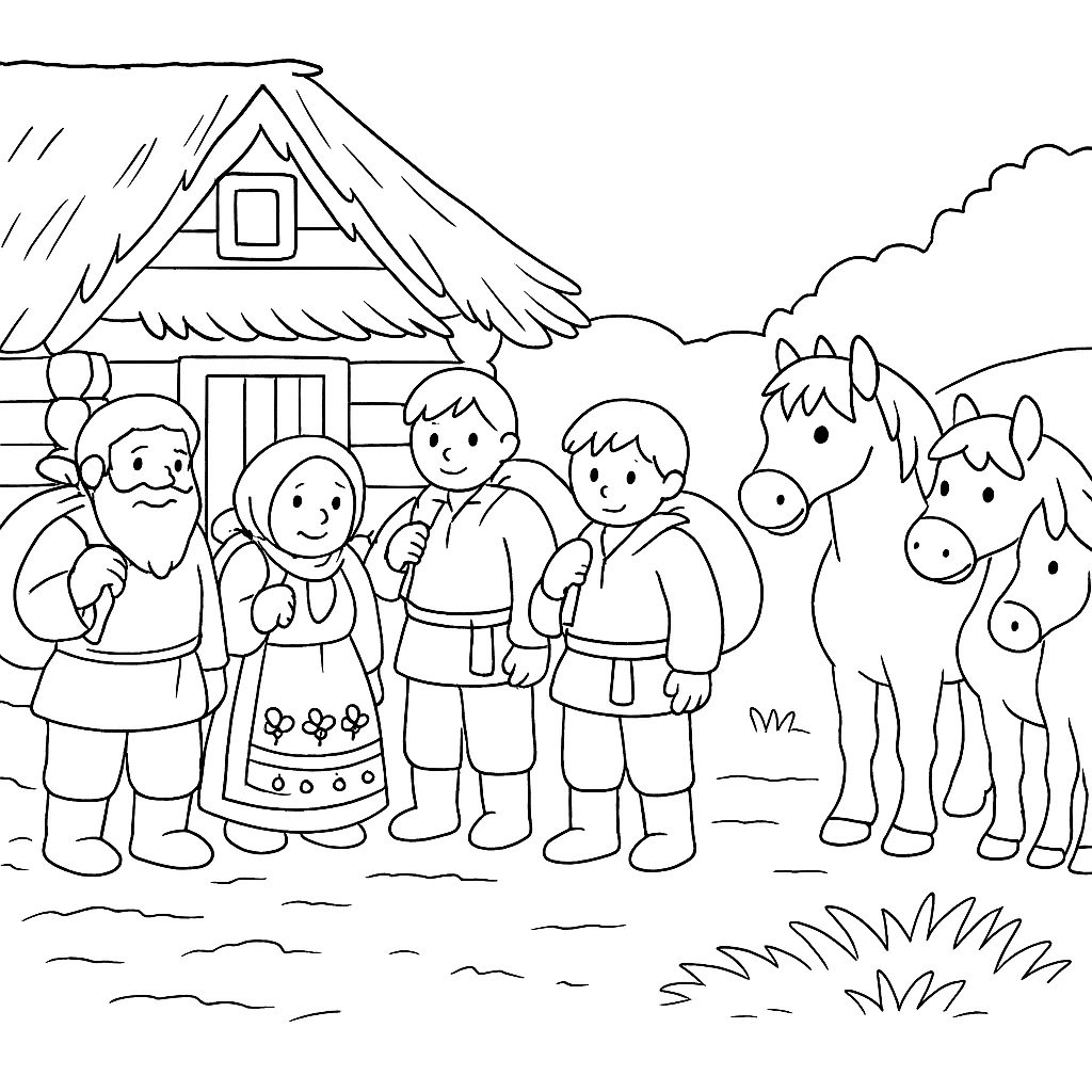 Раскраска по сказке "Иван - крестьянский сын и чудо-юдо"