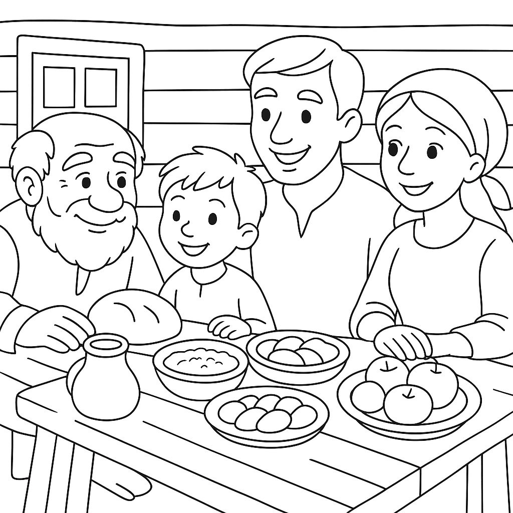 Раскраска по сказке "Старый дед и внучек"