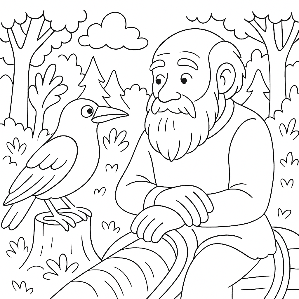 Раскраска по сказке "Солнце, месяц и ворон воронович"