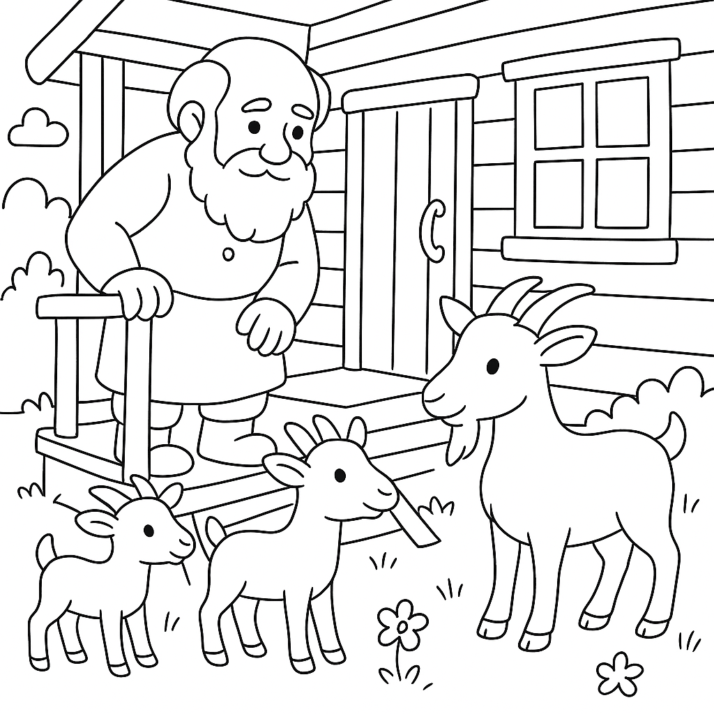Раскраска по сказке "Коза дереза"