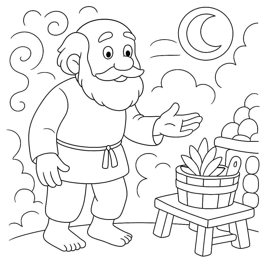 Раскраска по сказке "Солнце, месяц и ворон воронович"