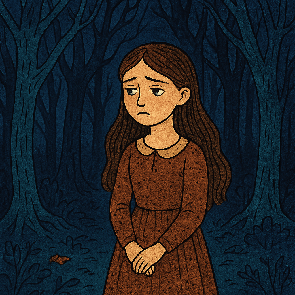 Старшая дочь осталась одна в лесу в одиночестве