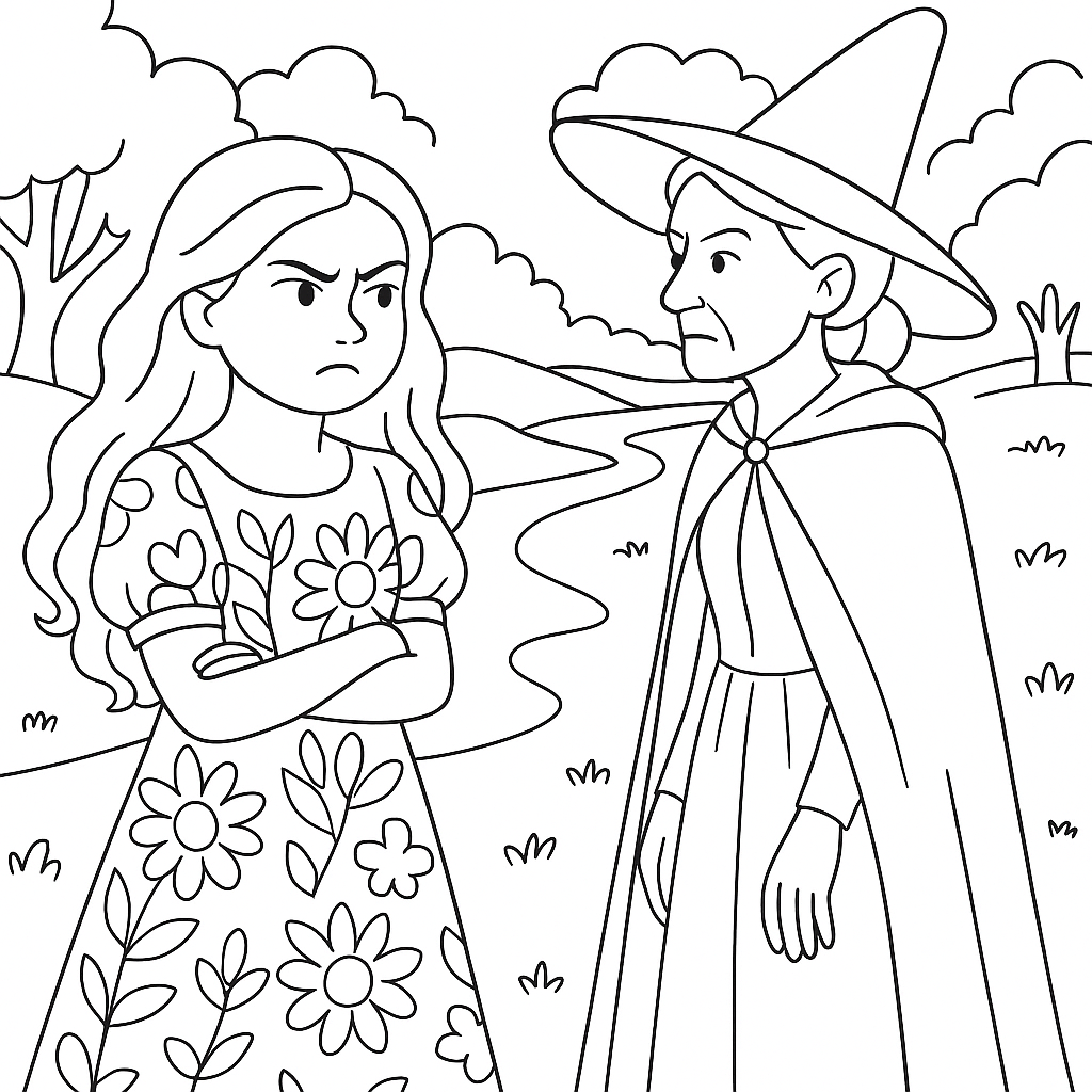 Раскраска по сказке "Волшебница"