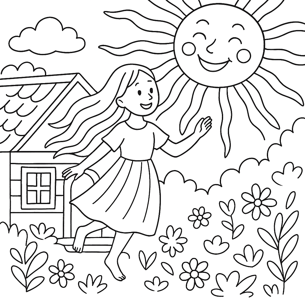 Раскраска по сказке "Солнце, месяц и ворон воронович"