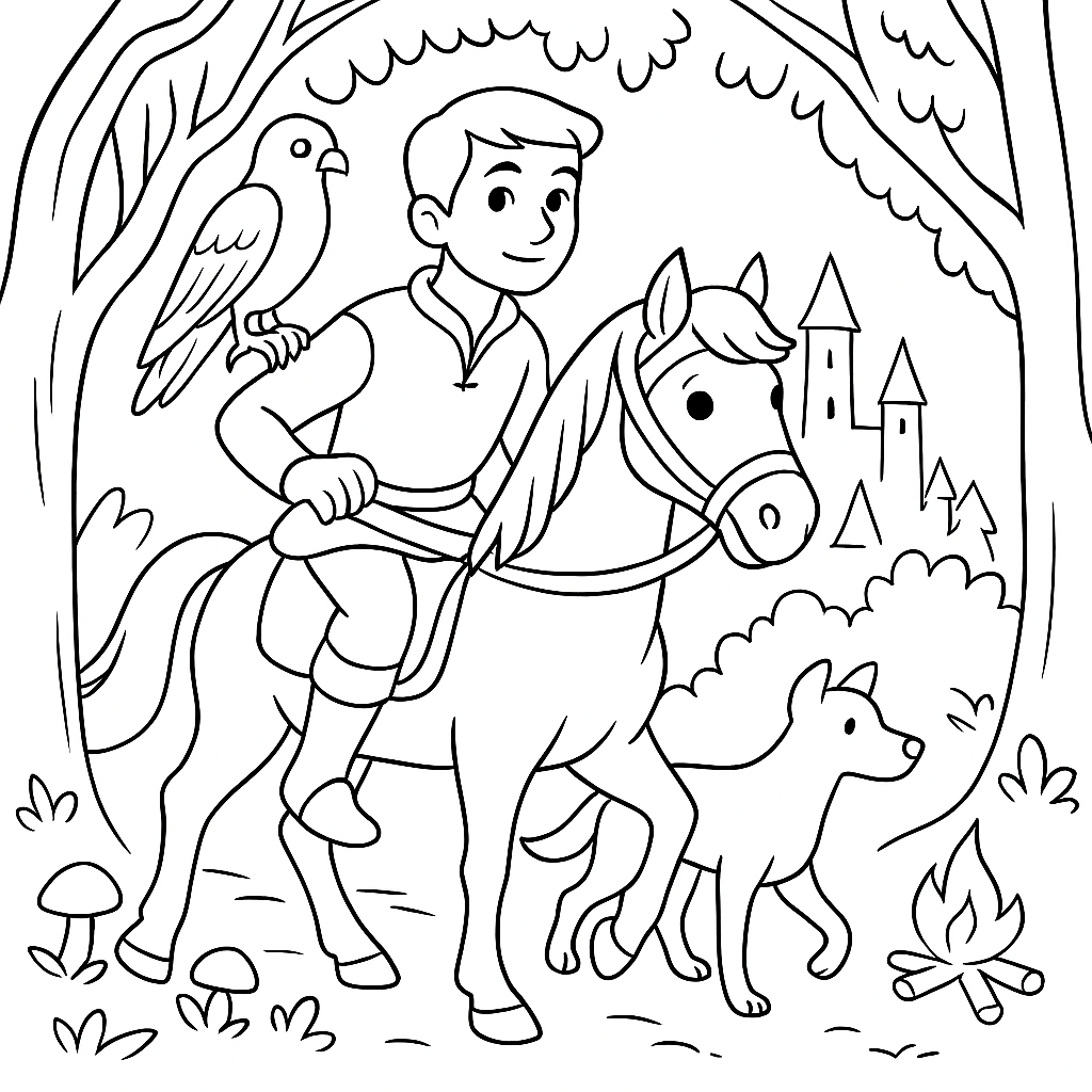 Раскраска по сказке "Великан Дреглин Хогин"