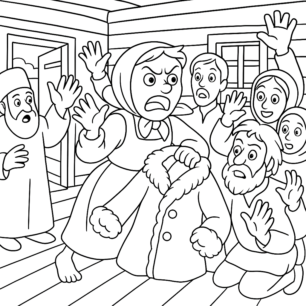 Раскраска по сказке "Кто заговорит первый"