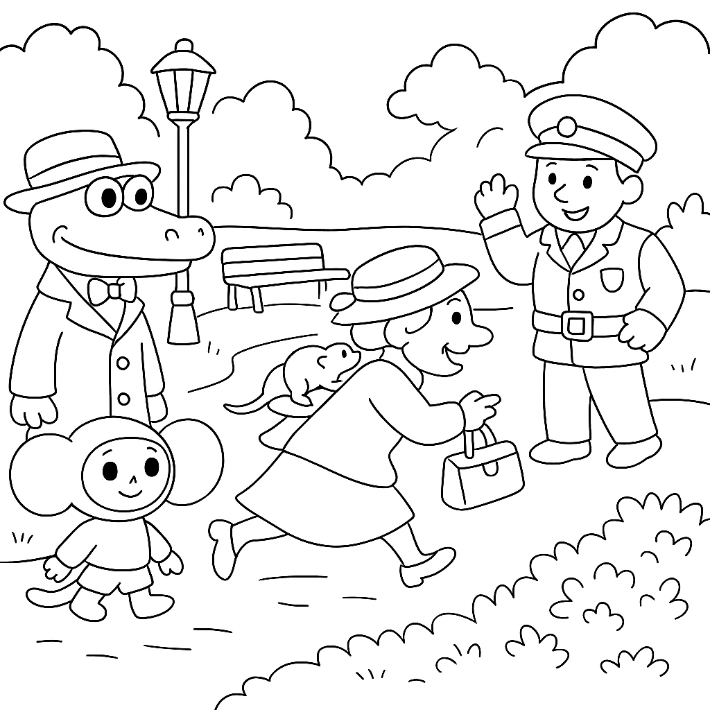 Раскраска по сказке "Проказы шапокляк"