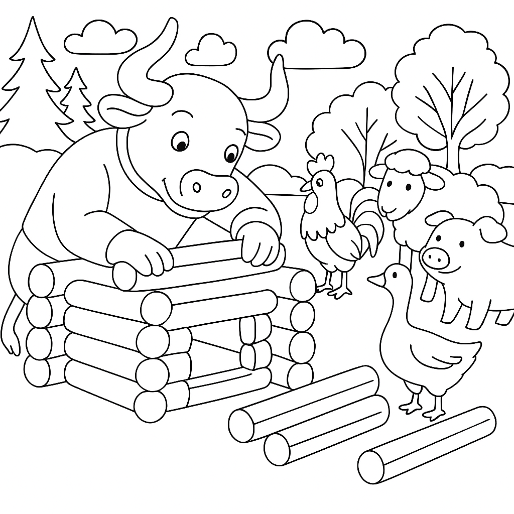 Раскраска по сказке "Зимовье зверей"