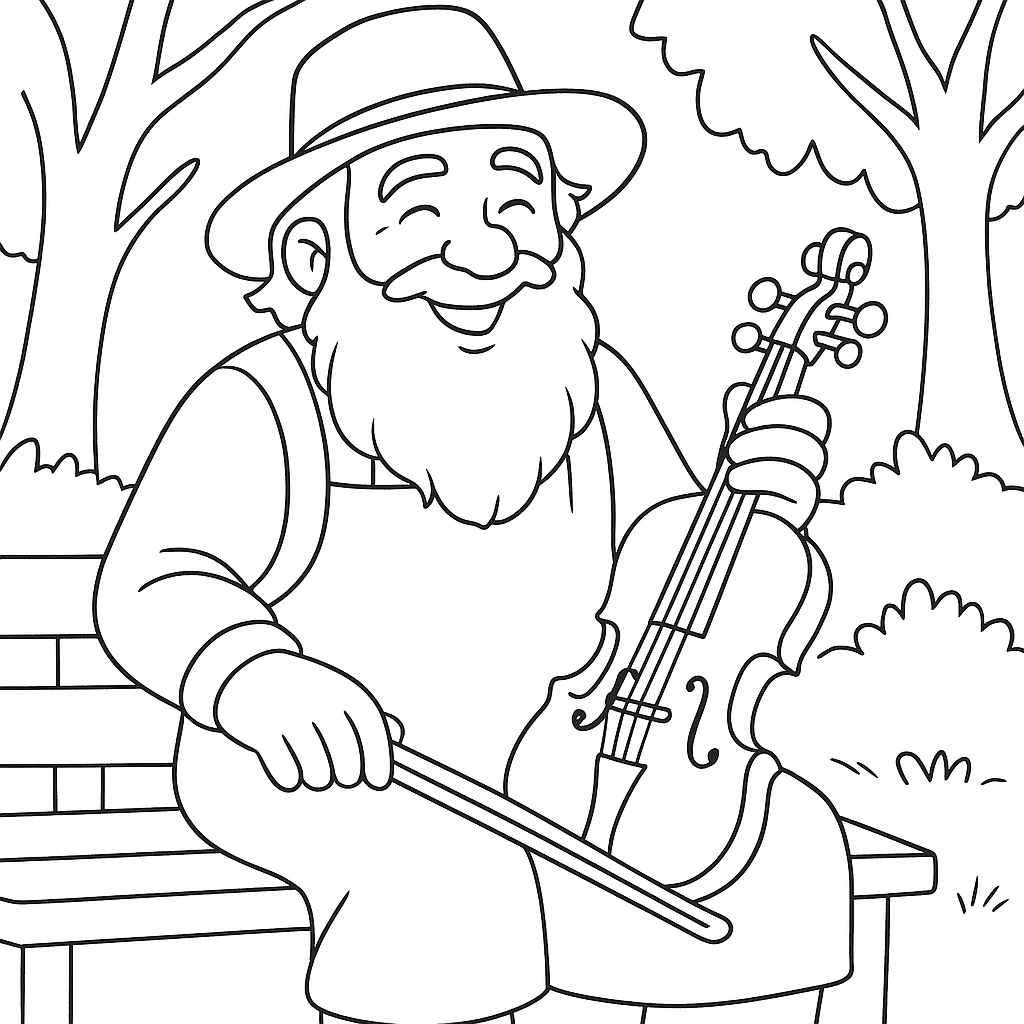 Раскраска по сказке "Музыкант"