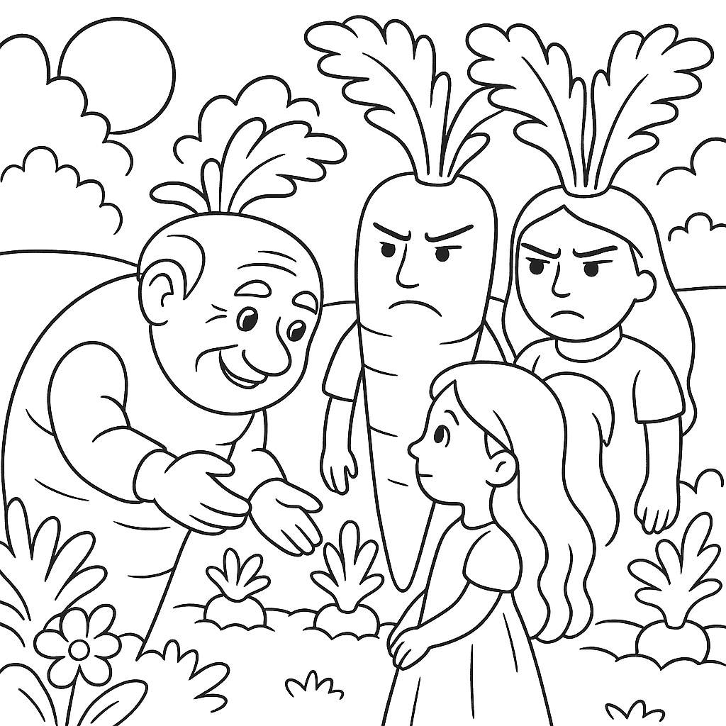 Раскраска по сказке "Сказка о морковке"