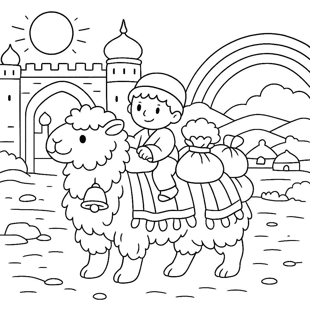 Раскраска по сказке "Говорящий верблюд"