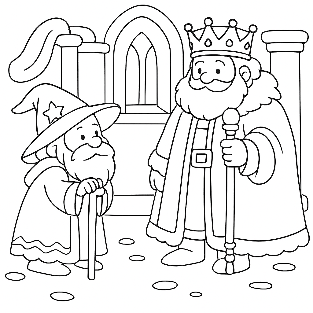 Раскраска по сказке "Король, который должен был умереть"
