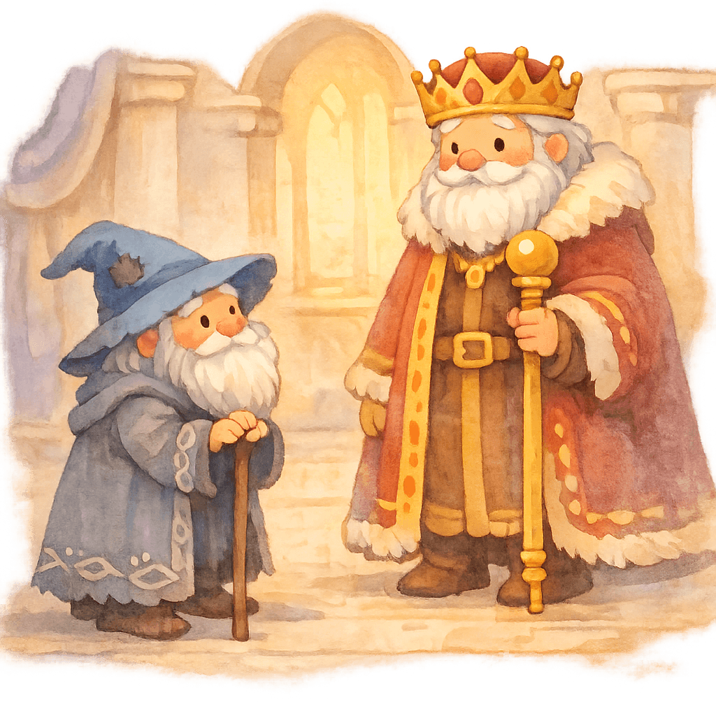 Король и волшебник беседуют во дворце