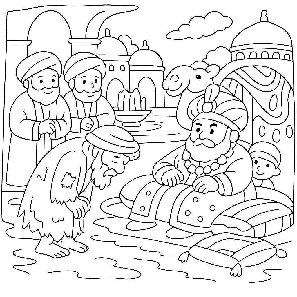 Раскраска по сказке "Говорящий верблюд"